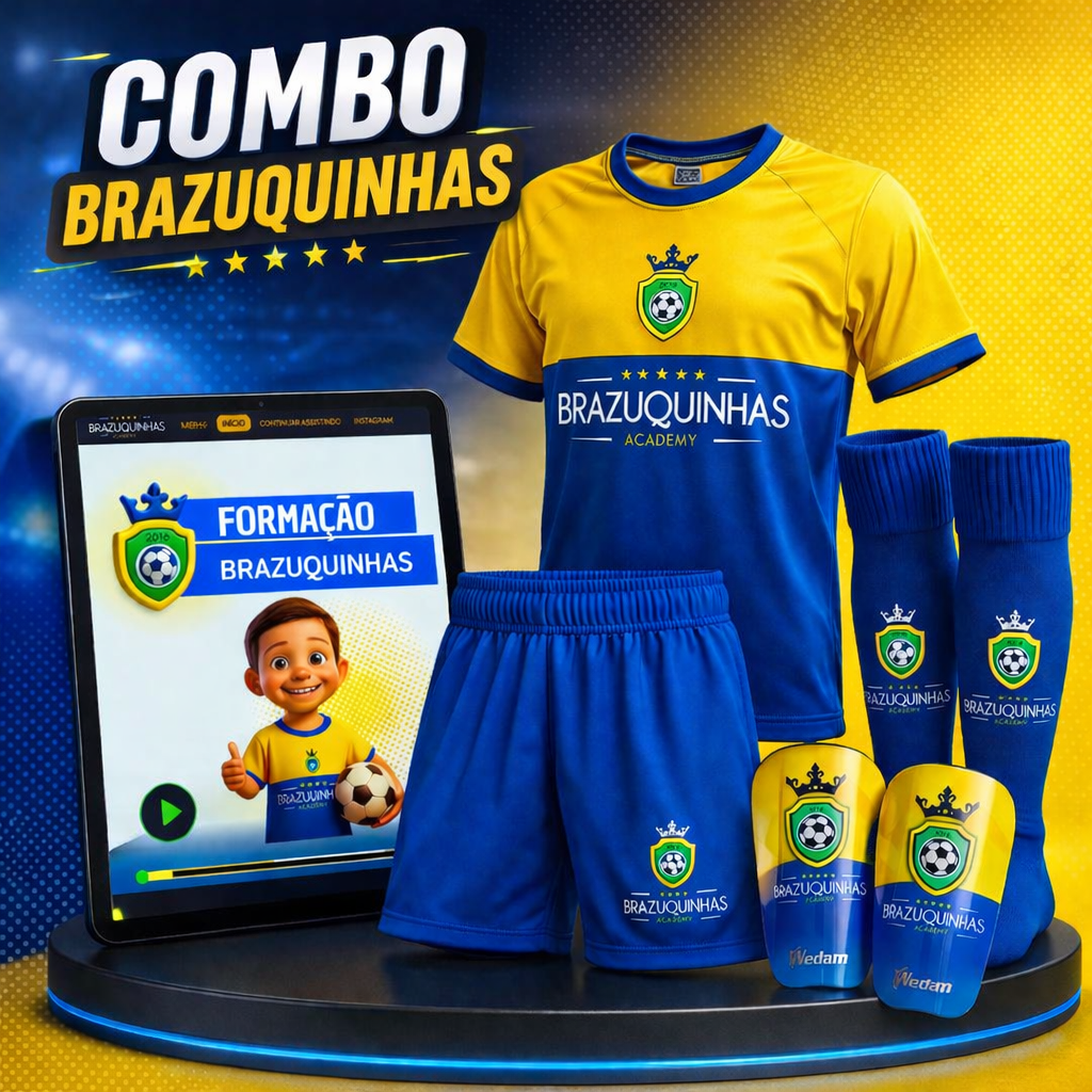 Formação Brazuquinhas + 1 Uniforme de Treino com Meião e Caneleira